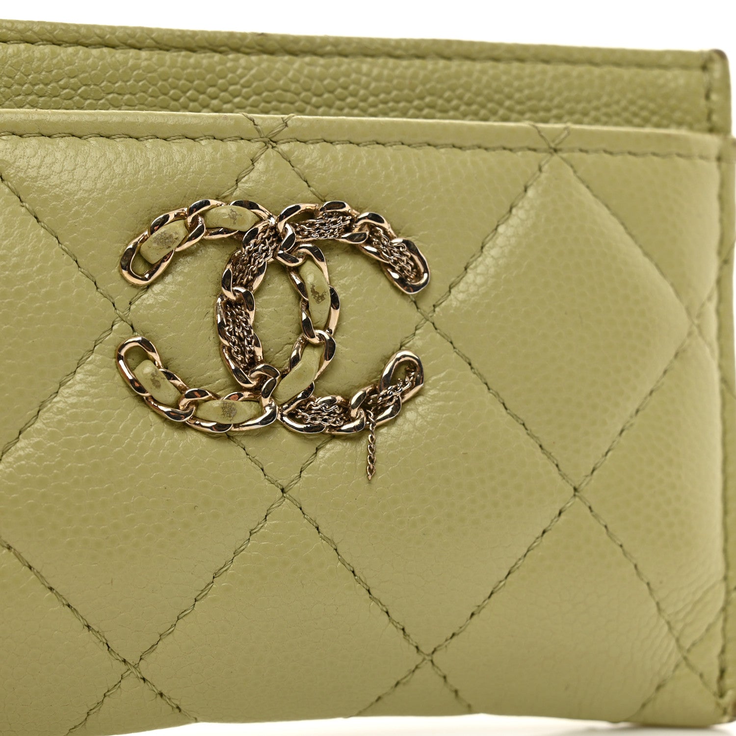 Chanel Caviar Quilted French New Wave Card Holder Light Green 10 of 11