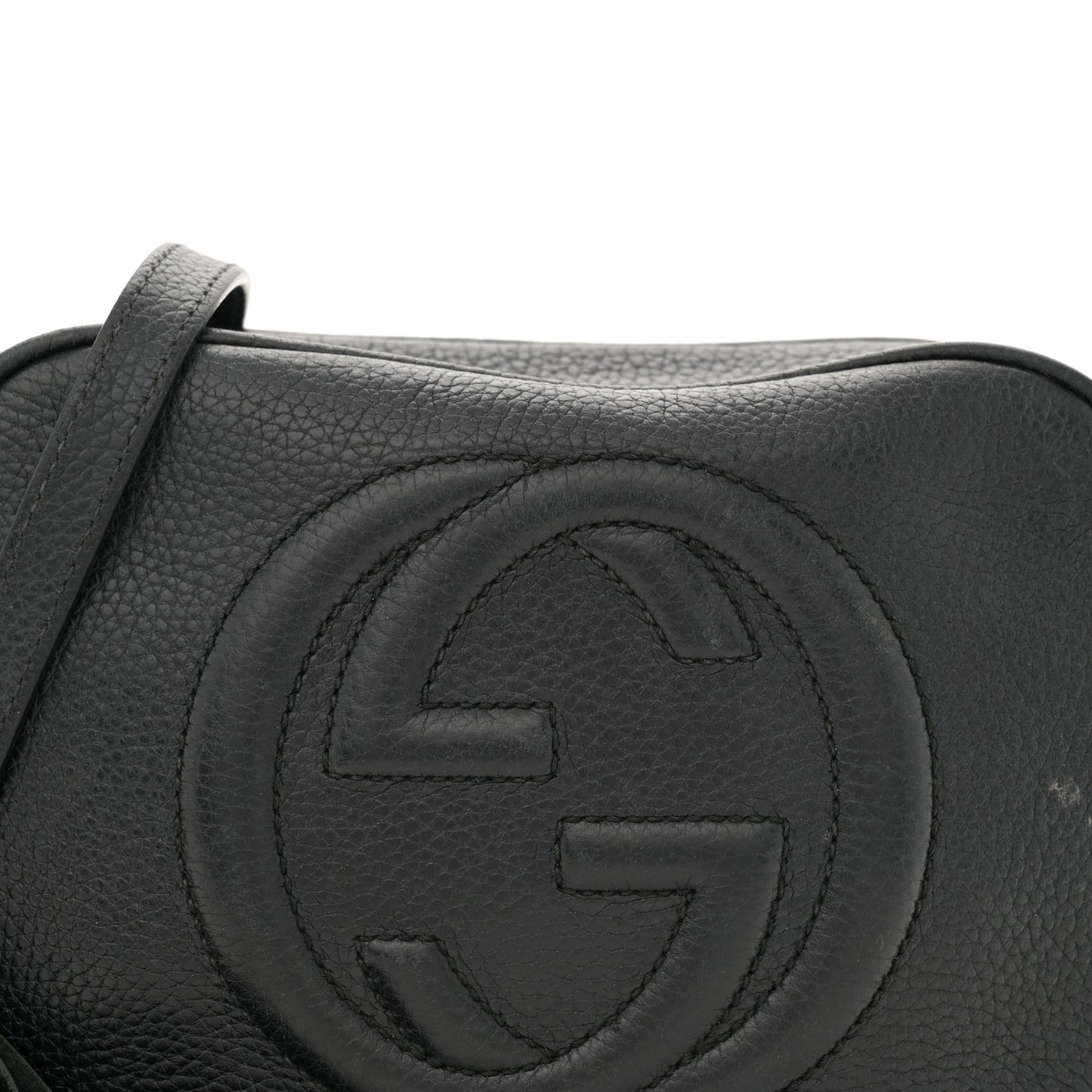 Pebbled Calfskin Small Soho Disco Bag Black