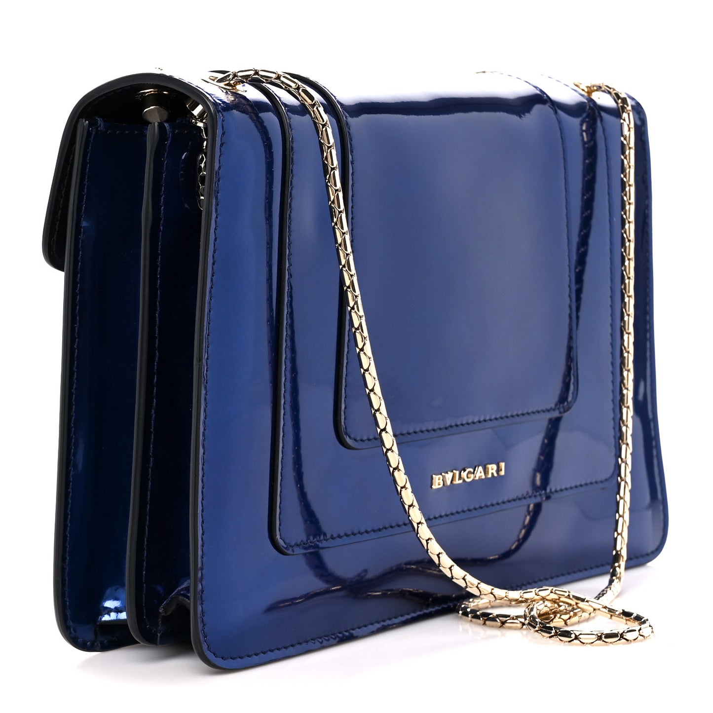 Metallic Calfskin Serpenti Forever Shoulder Bag Blue