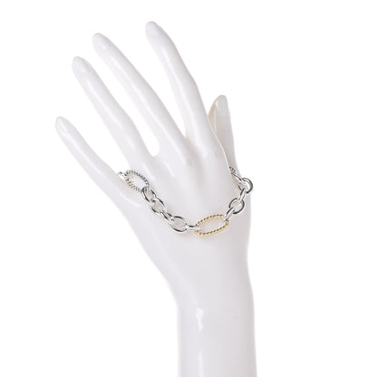 David Yurman Sterling Silver 18K Yellow Gold Figaro Link Bracelet 2 of 5