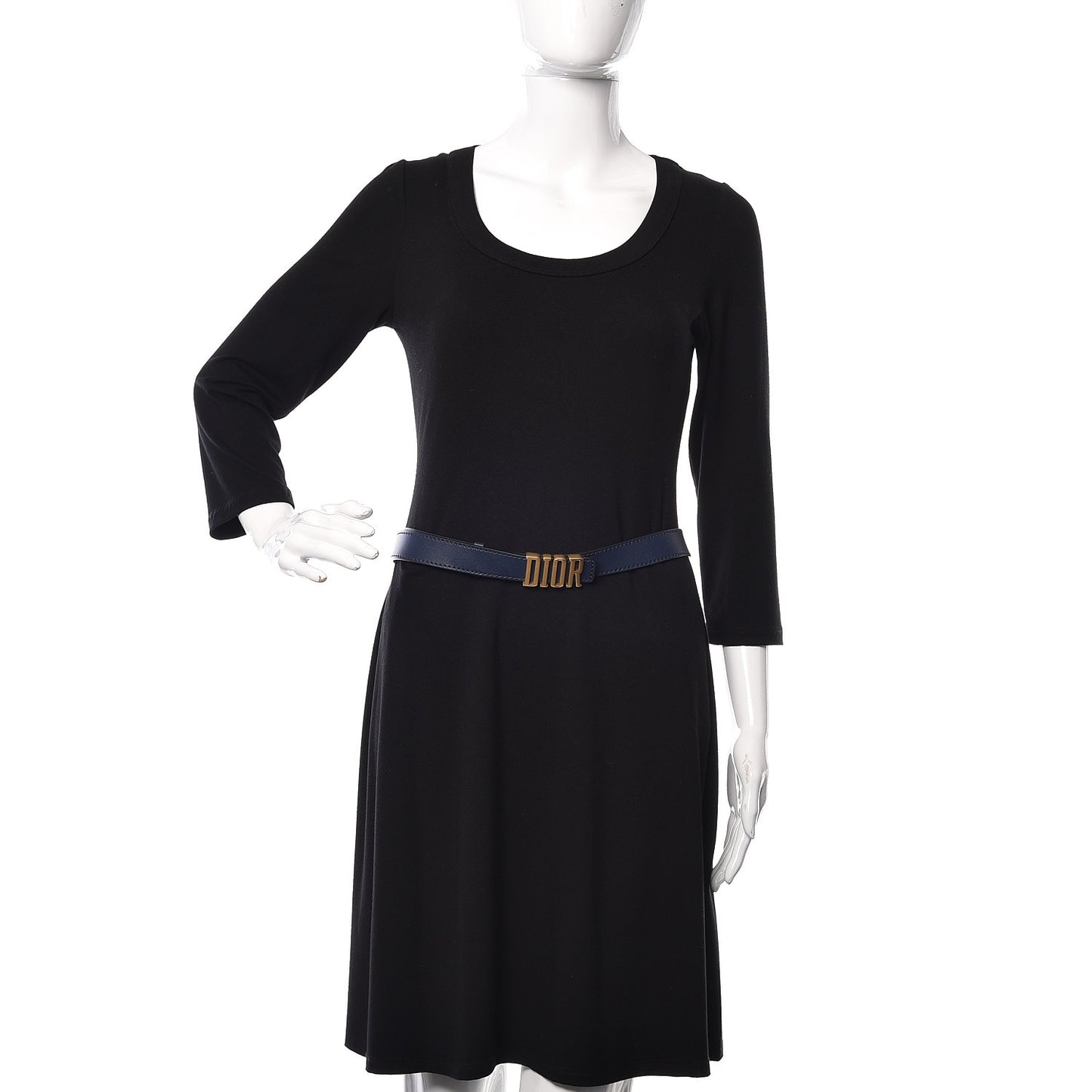 Calfskin D Fence Belt 85 Navy
