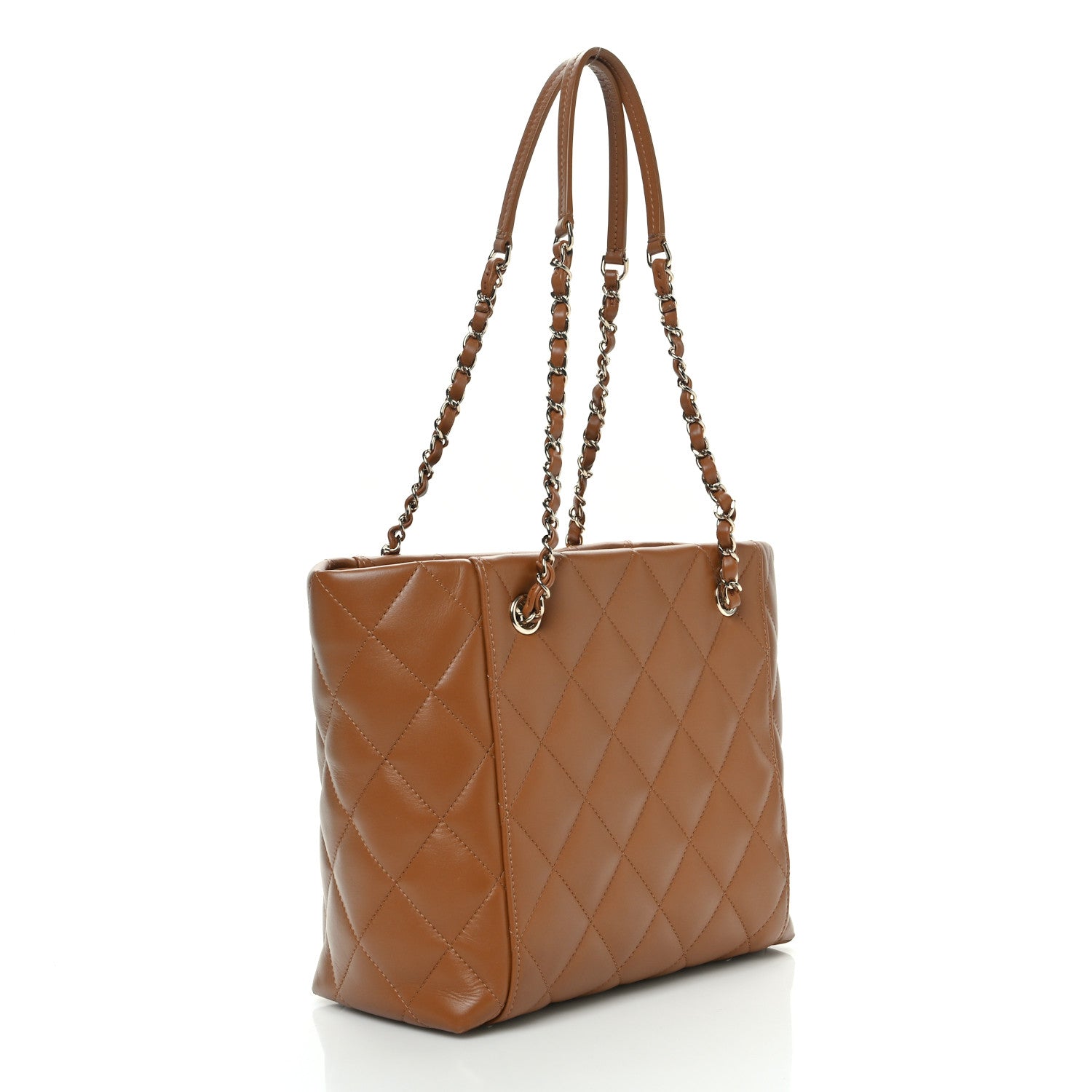 Chanel Calfskin Quilted Small Shopping Tote Dark Beige 3 of 14