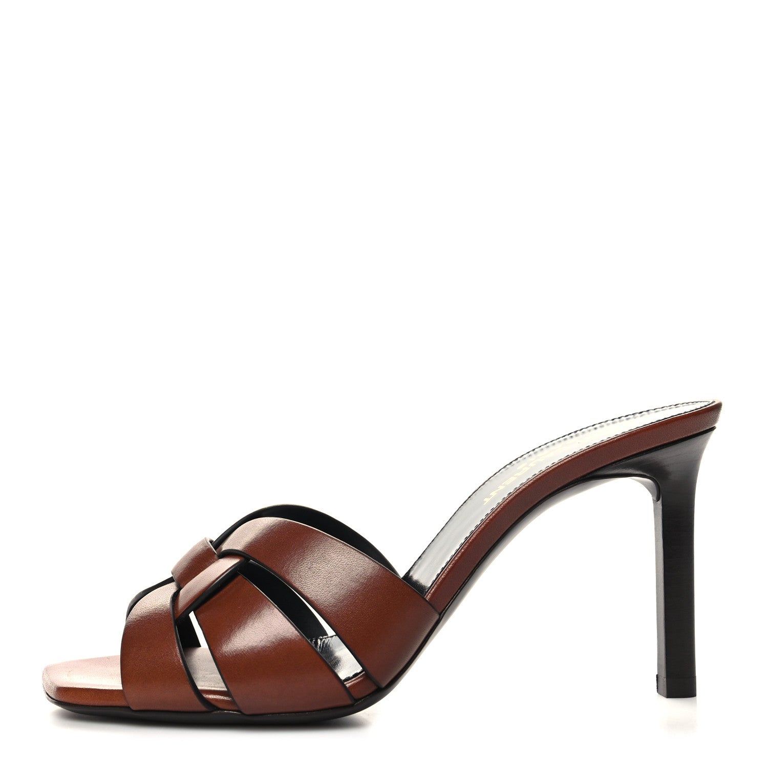 Saint Laurent Calfskin Tribute 85 Slide Sandals 36 Amber 1 of 10