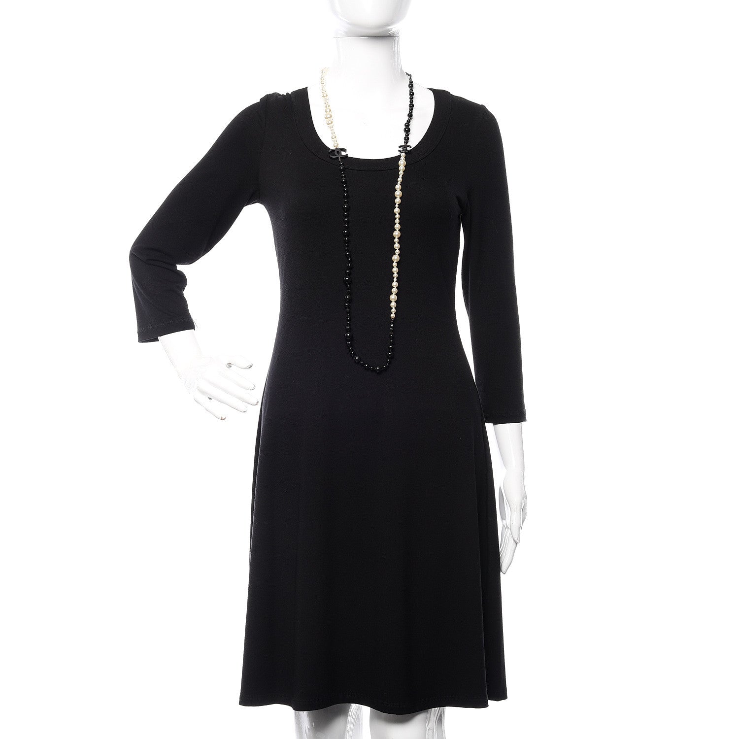 Chanel Pearl Beaded CC Long Necklace Black White 2 of 5