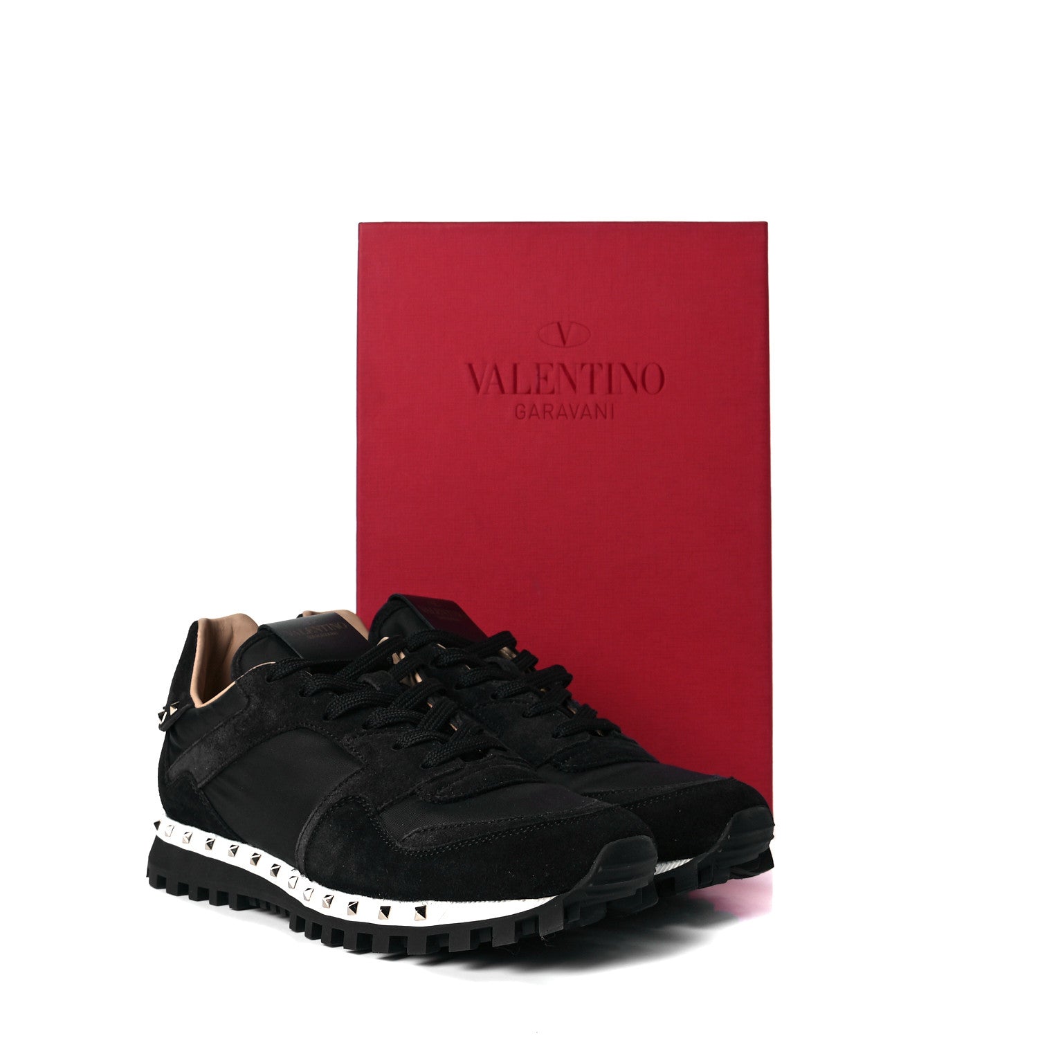 Valentino Garavani Suede Nylon Camouflage Womens Soul Rockstud Sneakers 39.5 Black 8 of 8