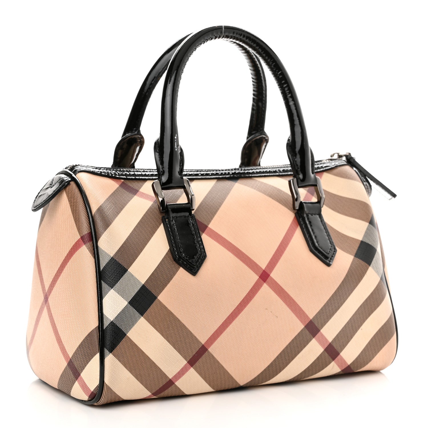 Burberry Nova Check Patent Small Chester Bowling Bag Black 2 of 9