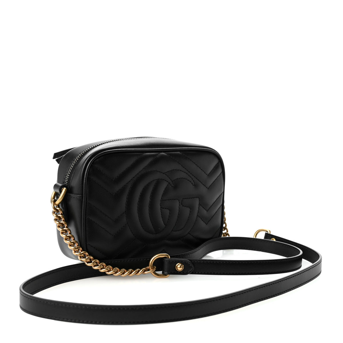 Calfskin Matelasse Mini GG Marmont Chain Shoulder Bag Black