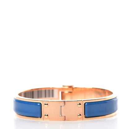 Hermes Enamel Charniere Uni Narrow Hinged Bracelet S Bleu Intense 3 of 5
