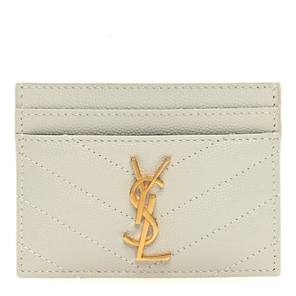 Saint Laurent Grain De Poudre Matelasse Chevron Card Case Crema Soft 1 of 6