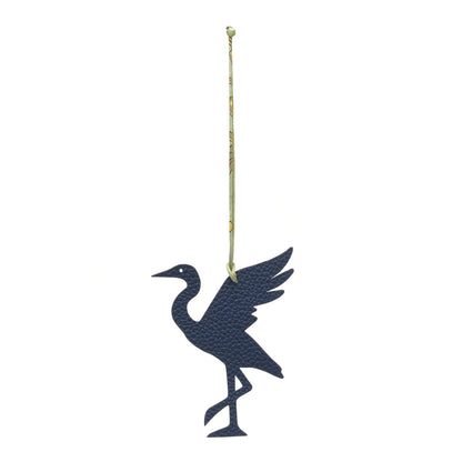 Hermes Togo Chevre Mysore Petit H Crane Charm Bleu De Prusse Orange 1 of 3