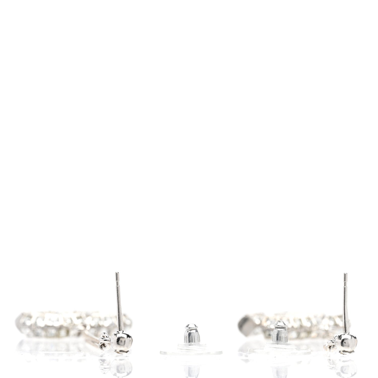 Chanel Baguette Crystal CC Drop Earrings Silver 3 of 4
