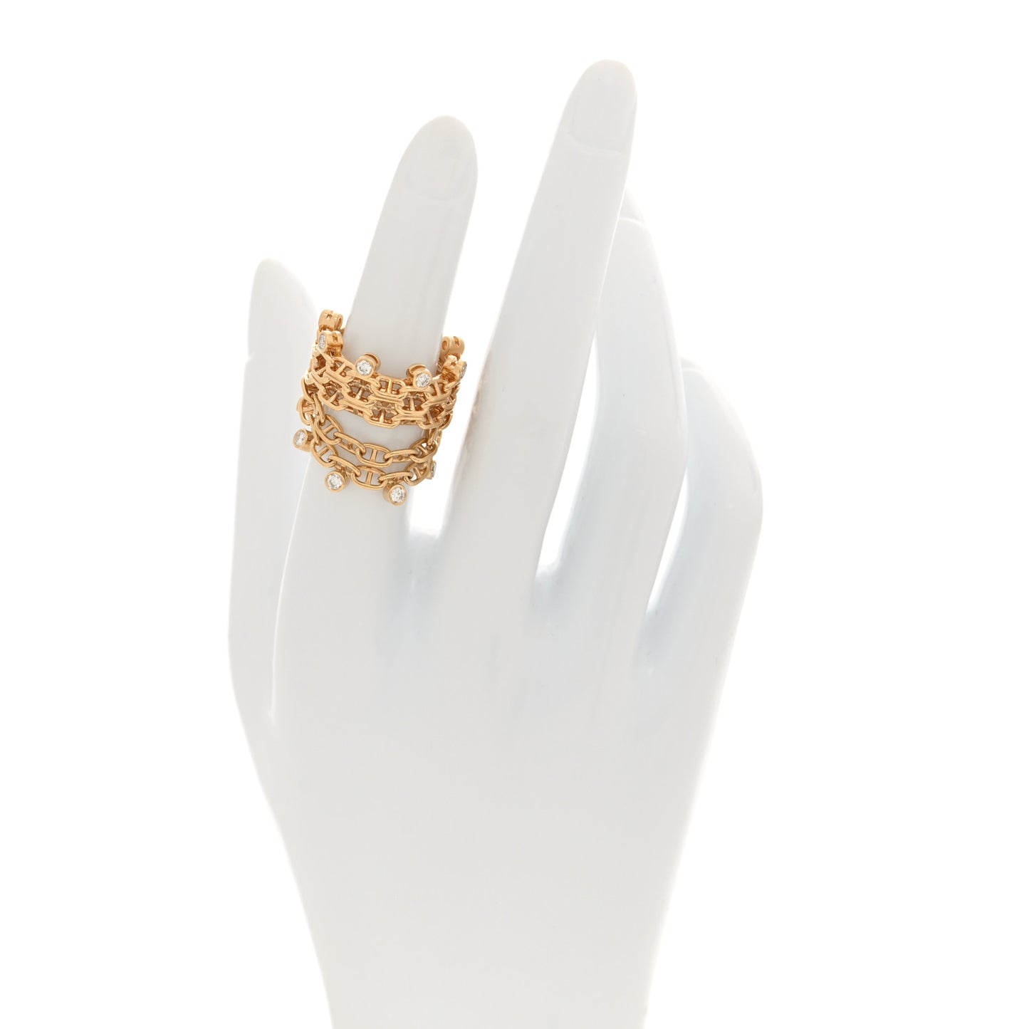 18K Yellow Gold Diamond GM Chaine d'Ancre Calypso Ring 55 7.25