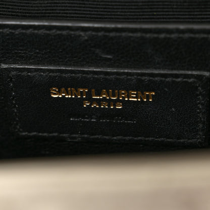 Saint Laurent Grain De Poudre Textured Mixed Matelasse Triquilt Medium Monogram Satchel Crema Soft 6 of 19