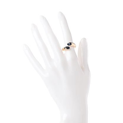 Cartier 18K Yellow Gold Blue Sapphire Ellipse Deux Tetes Croisees Bypass Ring 49 4.75 2 of 4