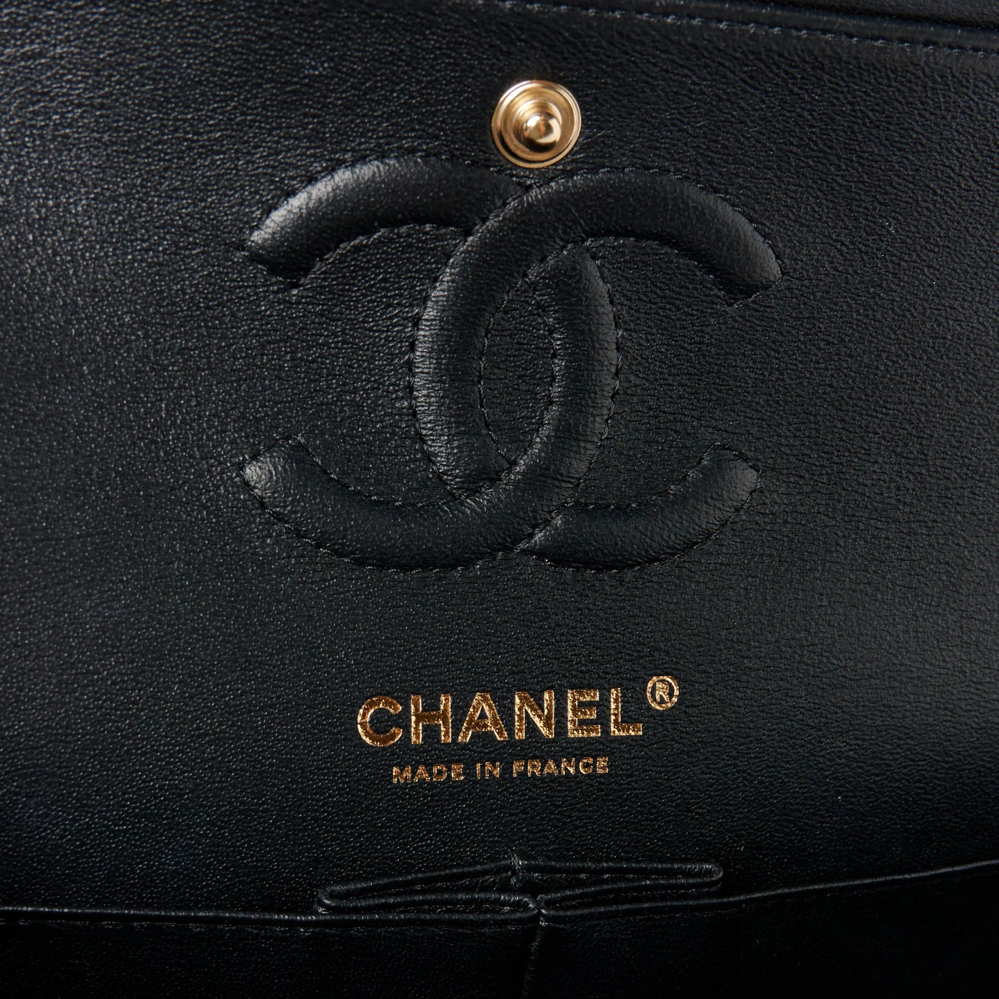 Lambskin Chevron Quilted Small Double Flap Black
