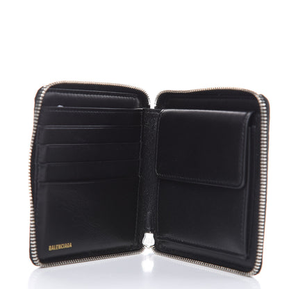 Balenciaga Calfskin Logo Crocodile Embossed Zip Around Wallet Black 5 of 7