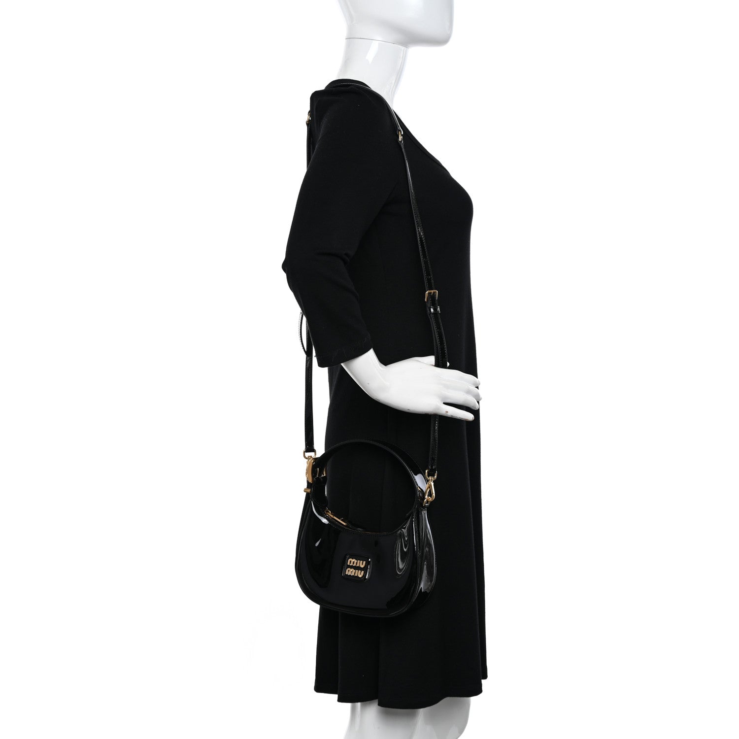 Miu Miu Patent Mini Hobo Black 2 of 11