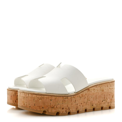 Hermes Calfskin Cork Eze 30 Sandals 39 White 4 of 10