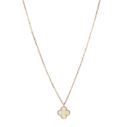 Van Cleef & Arpels 18K Yellow Gold Mother of Pearl Sweet Alhambra Pendant Necklace 1 of 8