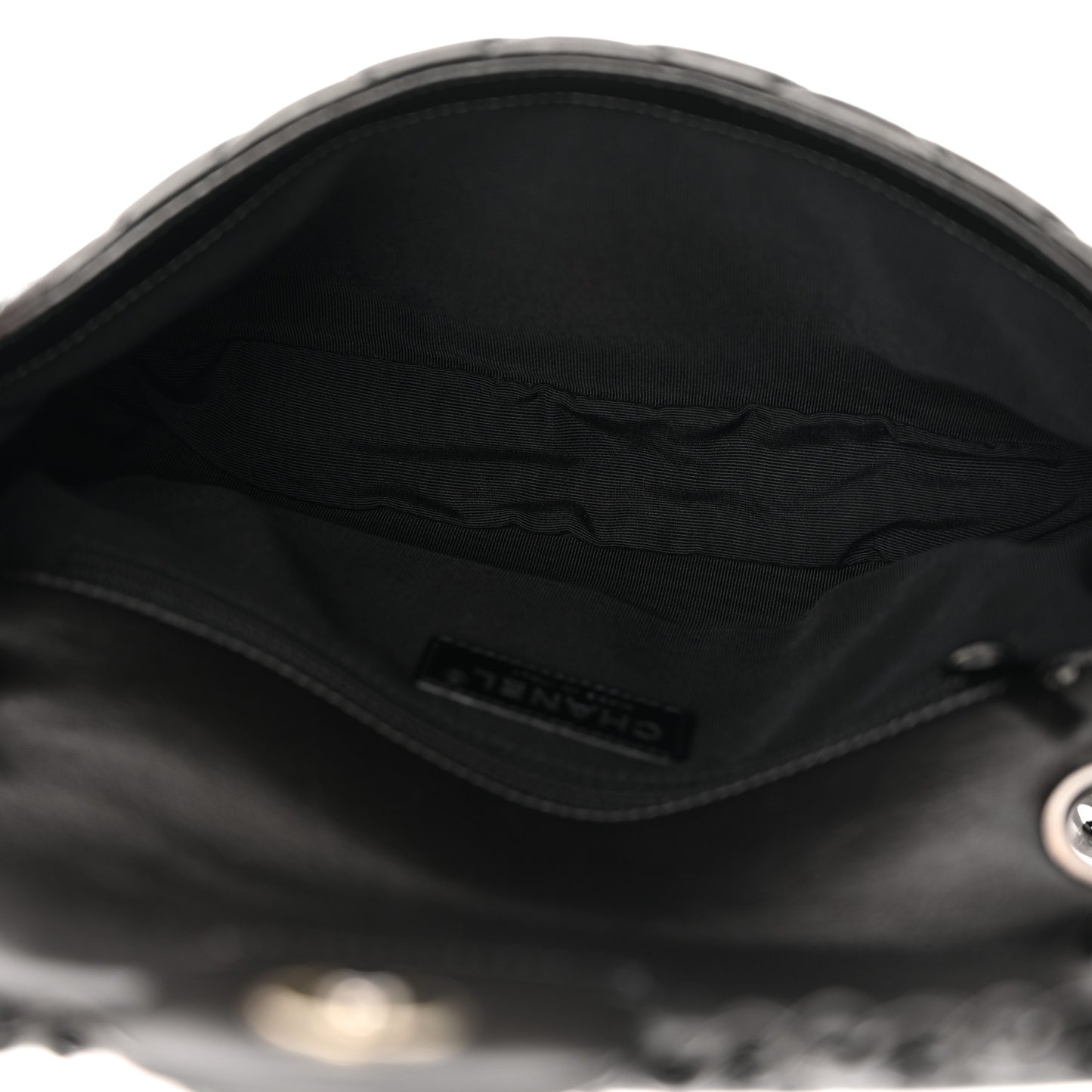Metallic Calfskin Quilted Chain All Over Flap Bag Grey