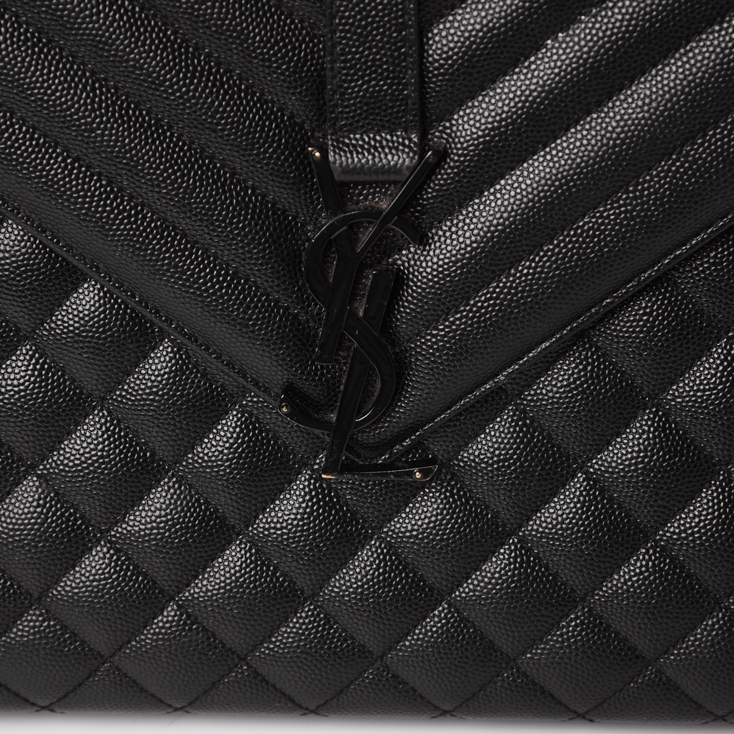 Grain De Poudre Textured Mixed Matelasse Large Triquilt Monogram Monochrome Satchel Black