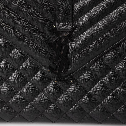 Saint Laurent Grain De Poudre Textured Mixed Matelasse Large Triquilt Monogram Monochrome Satchel Black 8 of 11