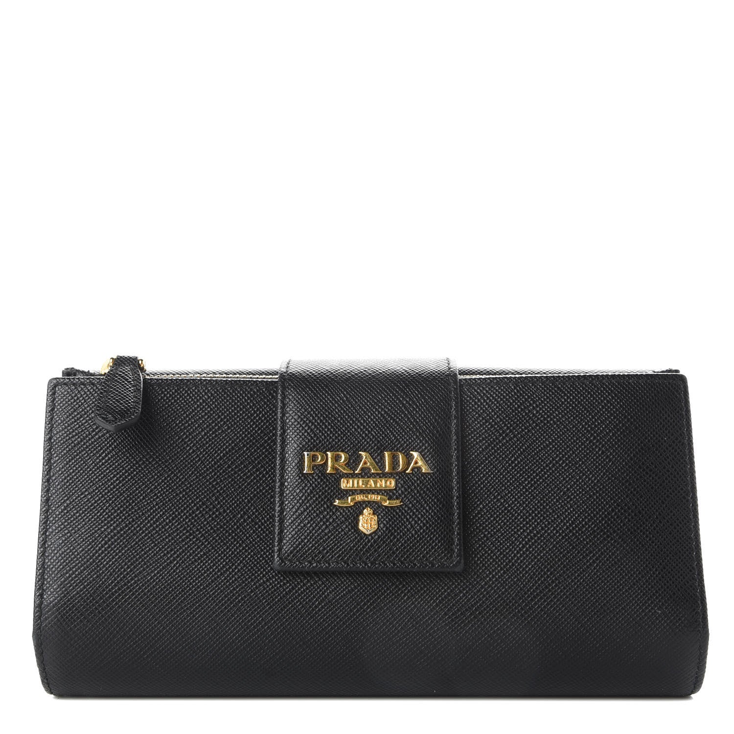 Prada Saffiano Metal Medium Wallet Black 1 of 7