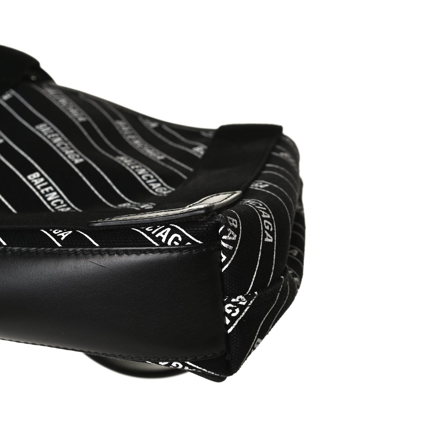 Cotton Canvas Calfskin Logo Print Navy Cabas XS Black White