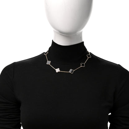 Van Cleef & Arpels 18K Yellow Gold Black Onyx 10 Motifs Vintage Alhambra Necklace 2 of 7