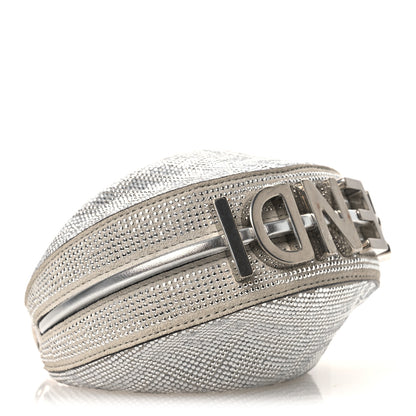Fendi Crystal Vitello Laminato Suede FF Nano Fendigraphy Hobo Charm Grey 9 of 11