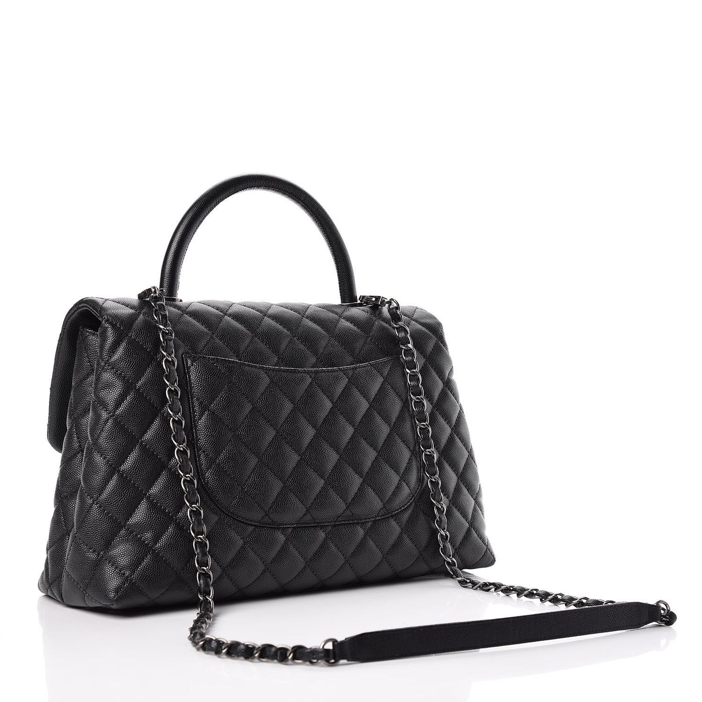 Caviar Quilted Medium Coco Handle Flap Black