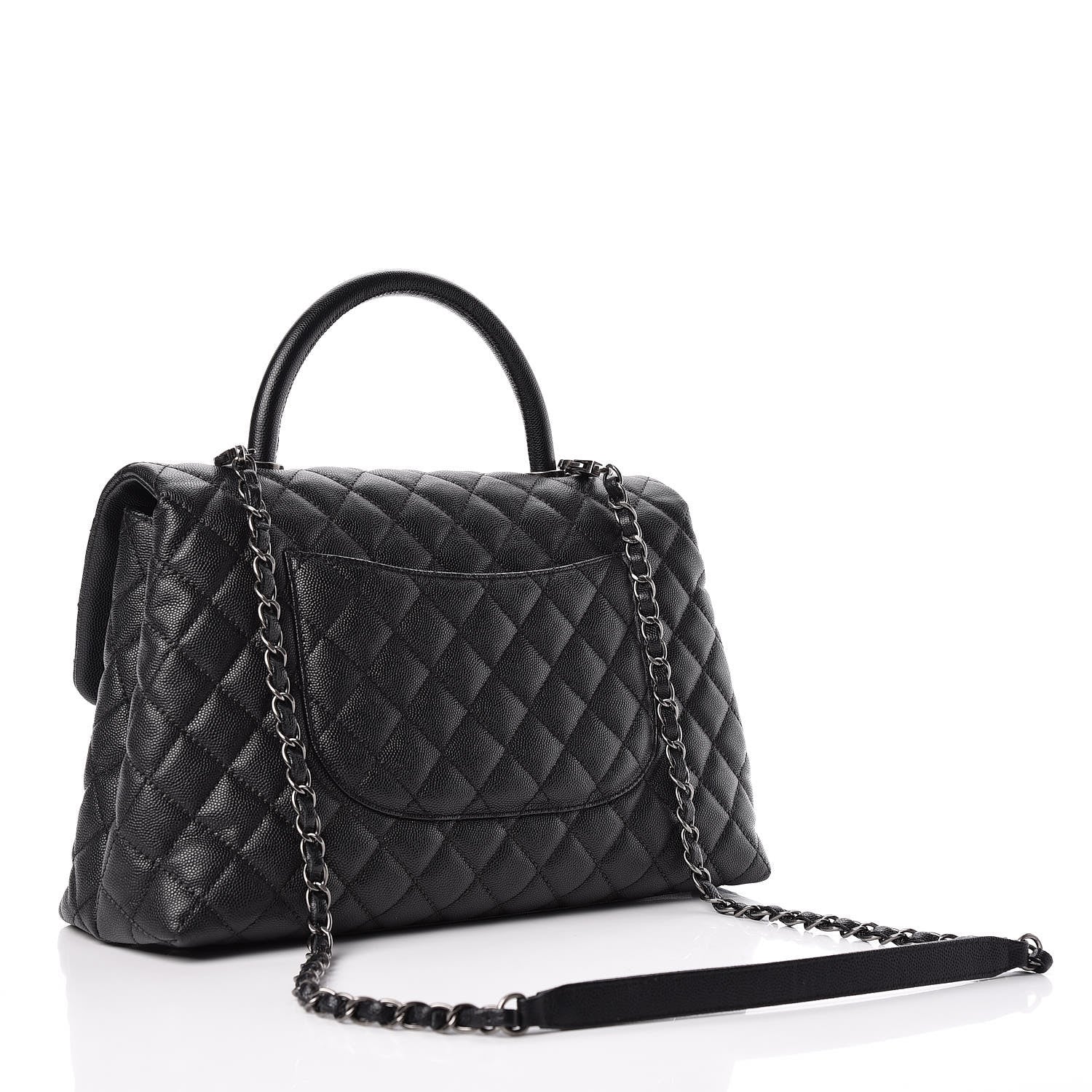 Chanel Caviar Quilted Medium Coco Handle Flap Black 3 of 10