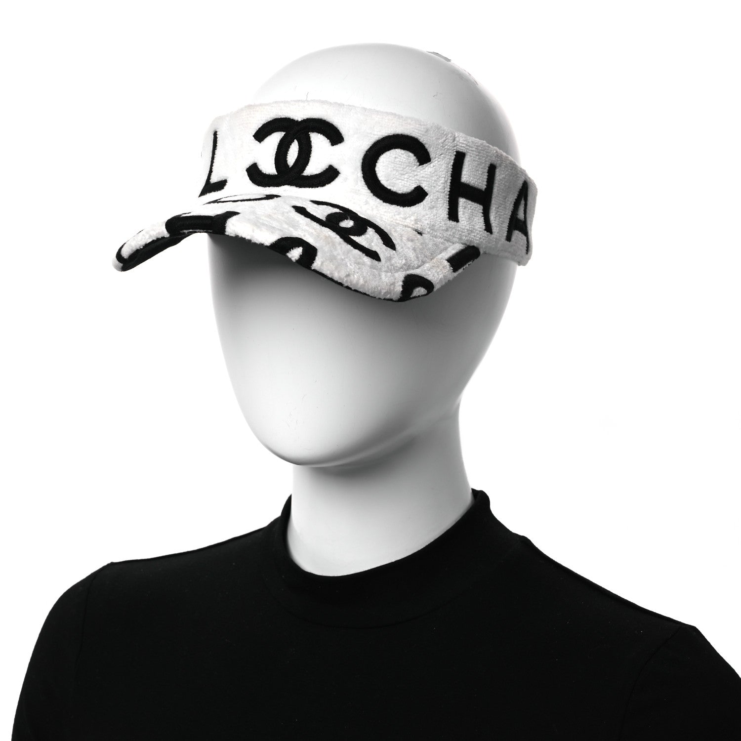 Chanel Terry Cotton Logo CC Visor Ecru White 4 of 16