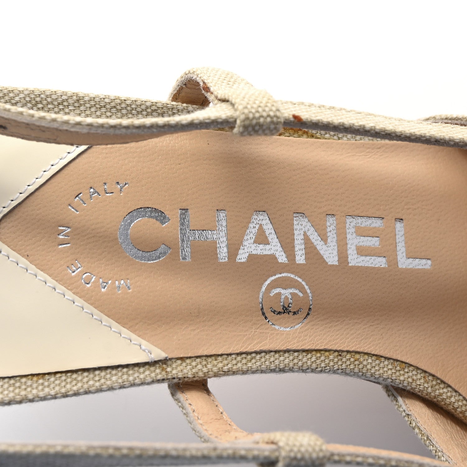 Chanel Canvas Slingback Pumps 37 Beige 8 of 9