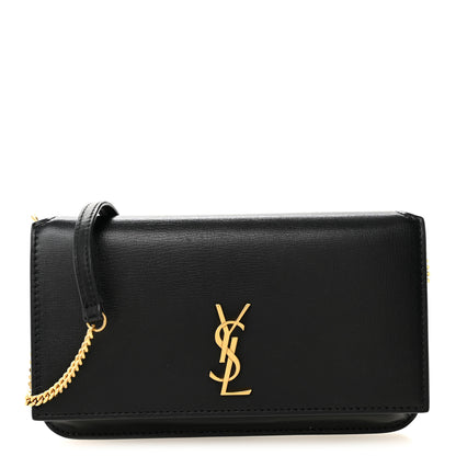 Saint Laurent Smooth Calfskin Monogram Phone Holder Crossbody Black 1 of 10