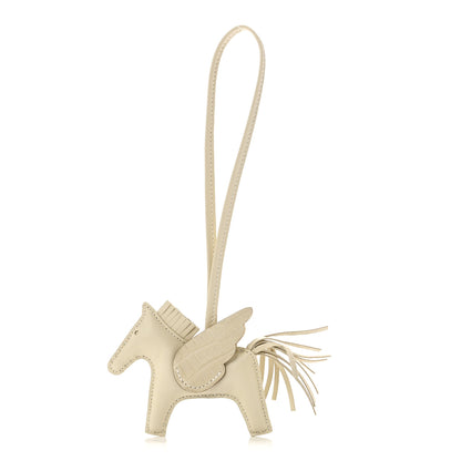 Hermes Milo Lambskin Matte Alligator Touch Grigri Rodeo Pegase Horse Bag Charm PM Craie Nata Beton 1 of 5