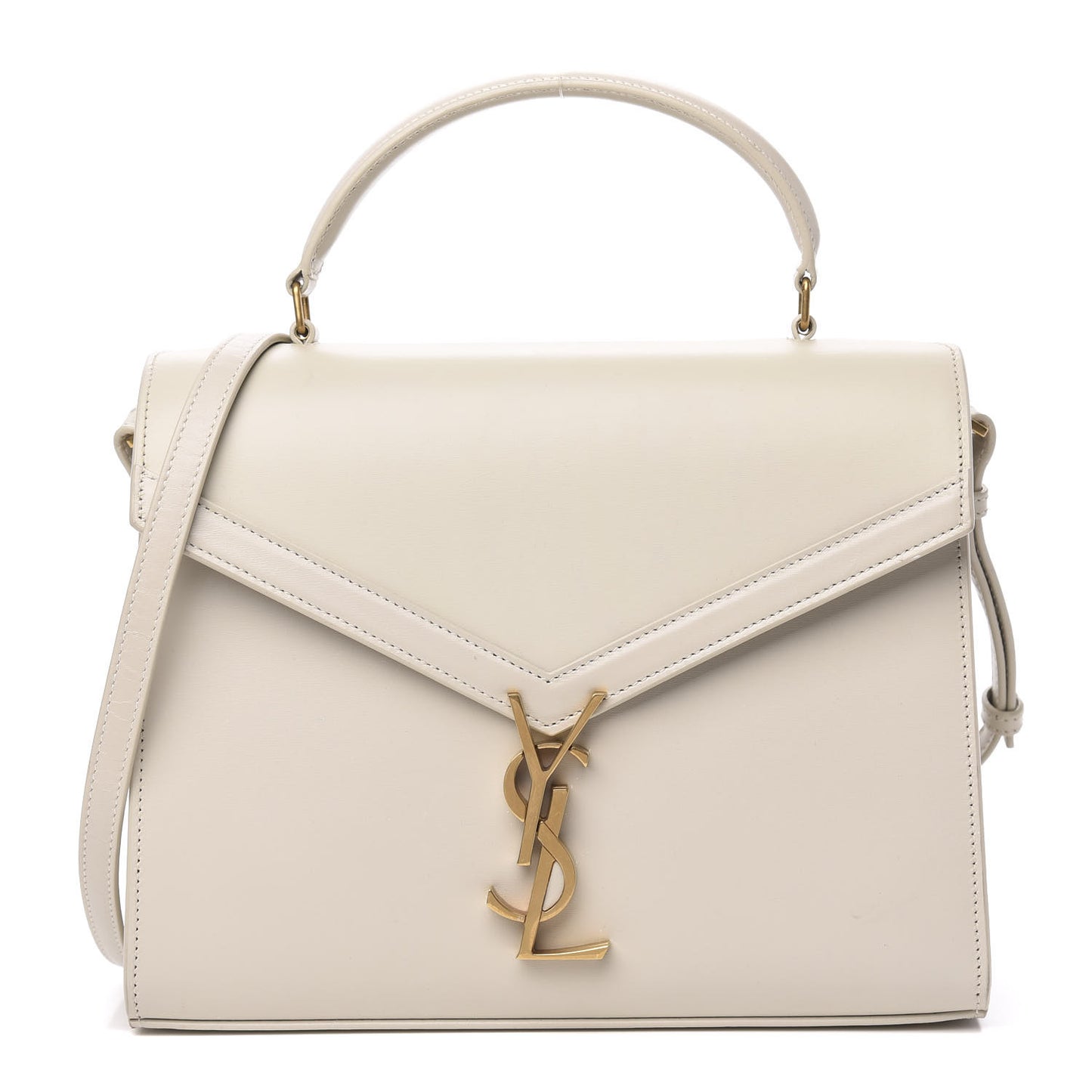 Smooth Calfskin Medium Classic Monogram Cassandra Top Handle Crema Soft Rouge Legion