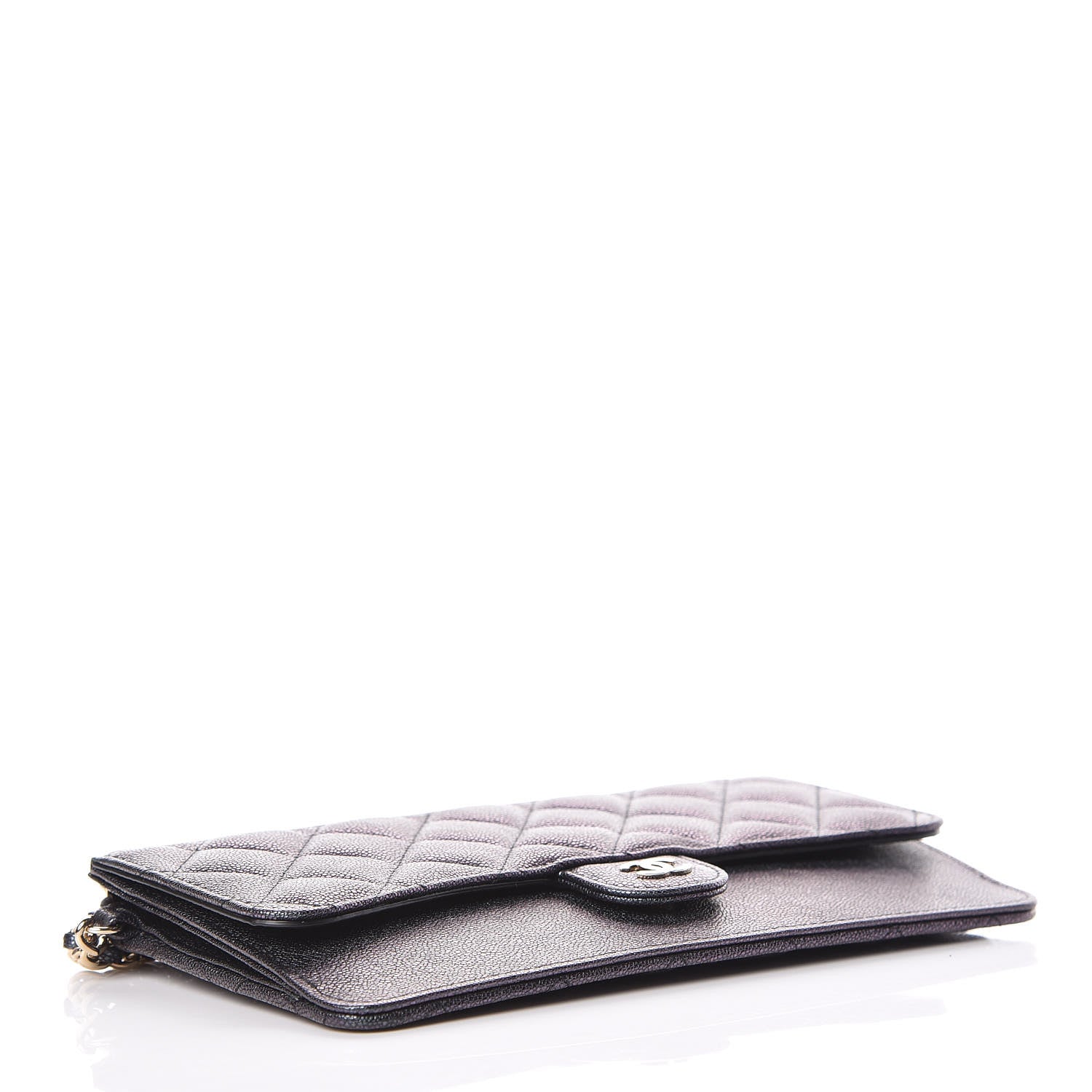Chanel Iridescent Caviar Quilted Classic Pouch With Handle Black 4 of 10