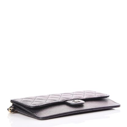 Chanel Iridescent Caviar Quilted Classic Pouch With Handle Black 4 of 10