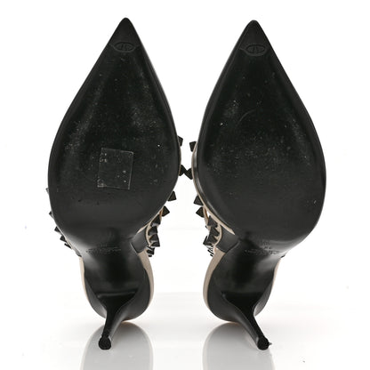 Valentino Garavani Calfskin Rockstud Ankle Strap 100mm Pumps 39 Light Ivory Black 6 of 9