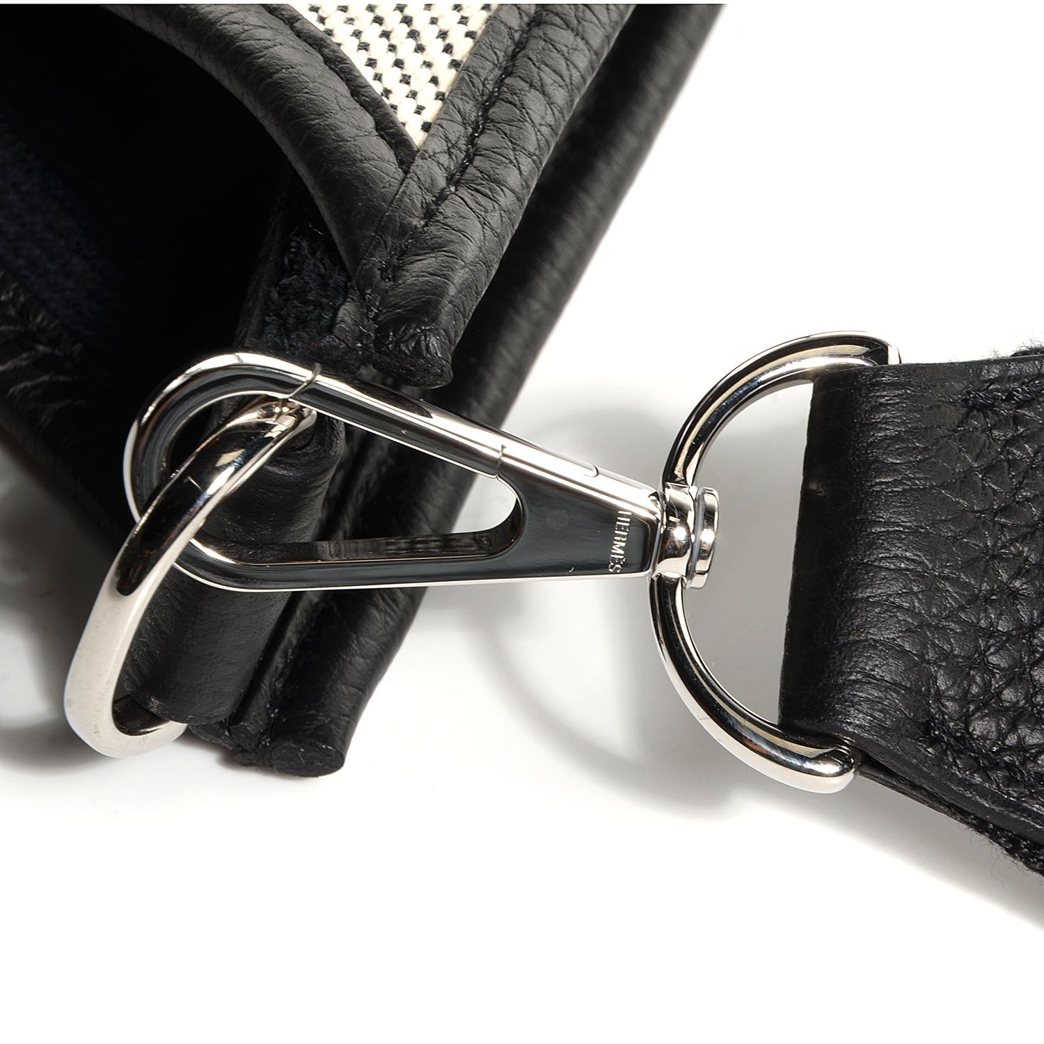 Hermes Toile Taurillon Clemence Evelyne III PM Ecru Black 5 of 18