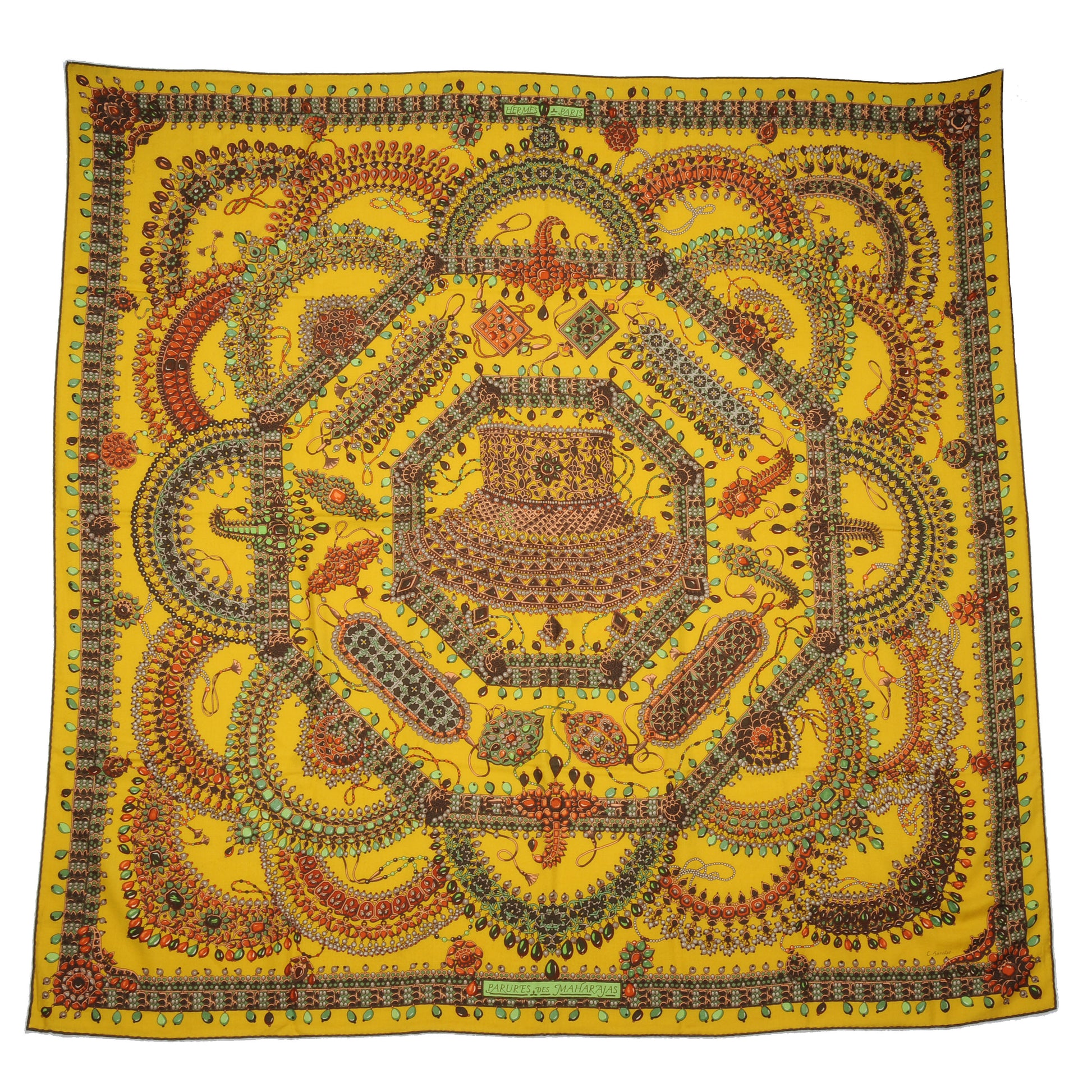 Hermes Cashmere Silk Parures Des Maharajas Shawl 140 2 of 7