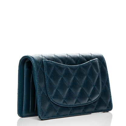 Chanel Caviar Quilted Yen Wallet Navy Blue 3 of 8