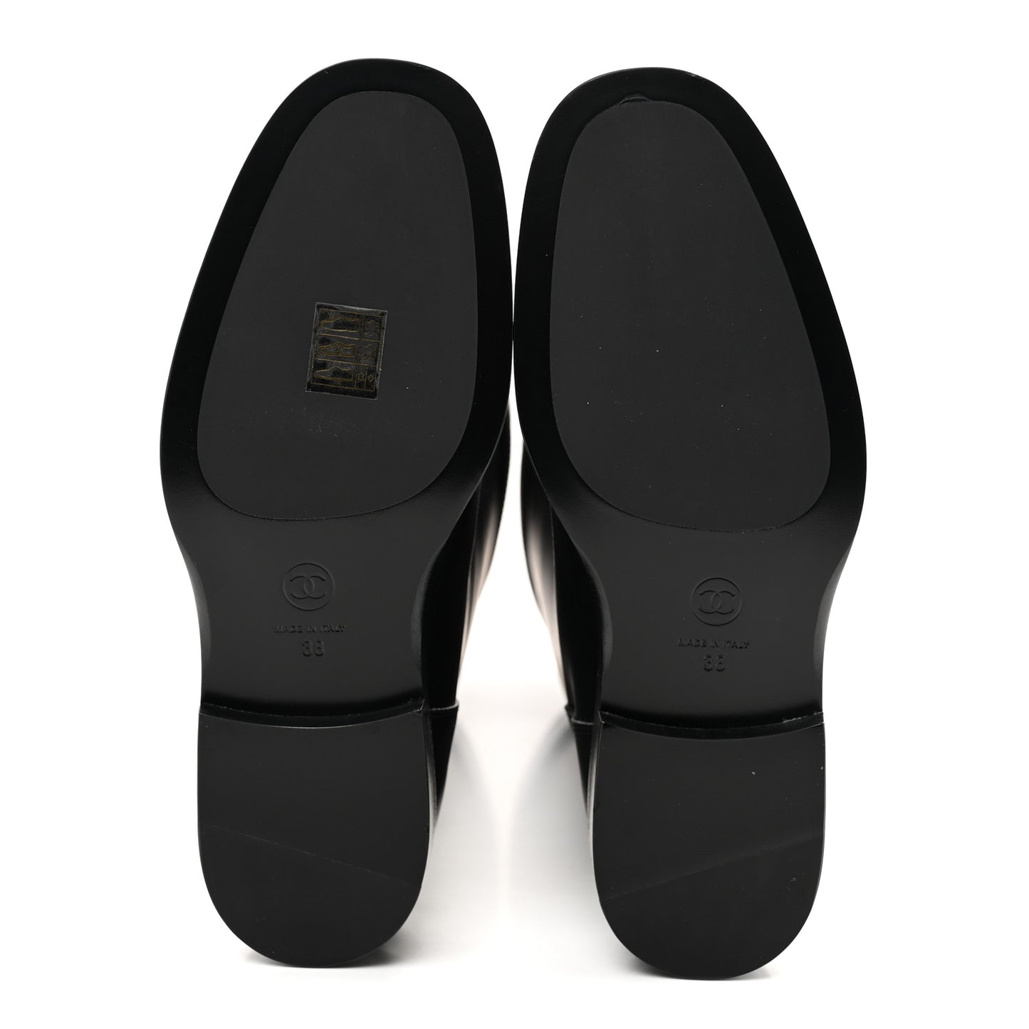 Calfskin CC Buckle High Boots 38 Black