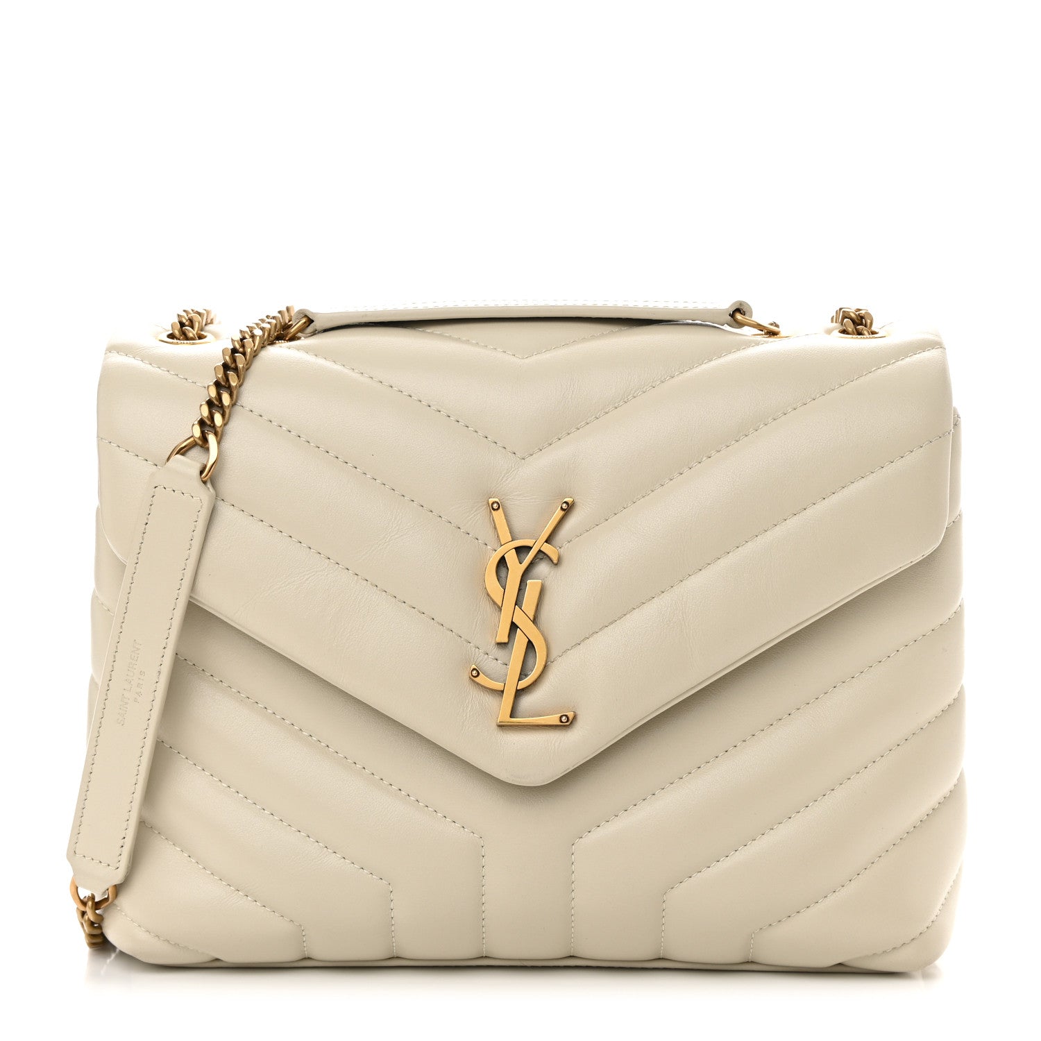 Saint Laurent Calfskin Y Quilted Monogram Small Loulou Chain Satchel Blanc Vintage 1 of 14