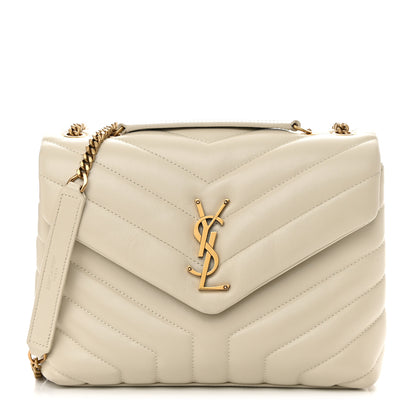 Saint Laurent Calfskin Y Quilted Monogram Small Loulou Chain Satchel Blanc Vintage 1 of 14