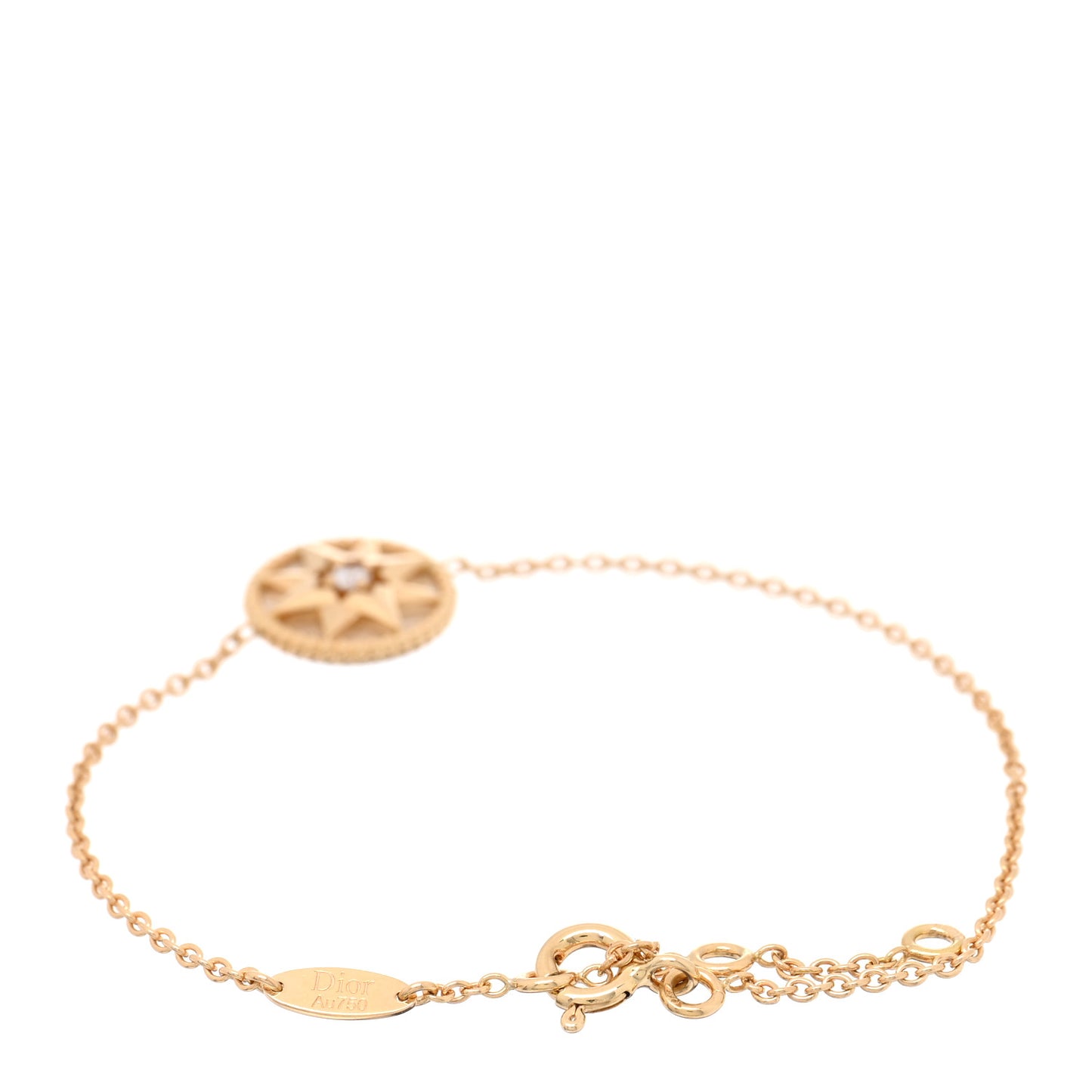18K Yellow Gold Diamond Mother of Pearl Rose Des Vents Bracelet