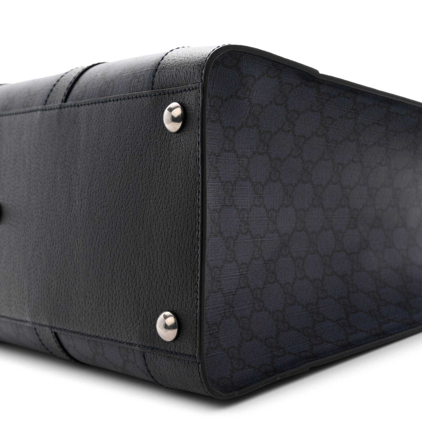 GG Supreme Monogram Textured Dollar Calfskin Large Ophidia Tote Bag Black Blue