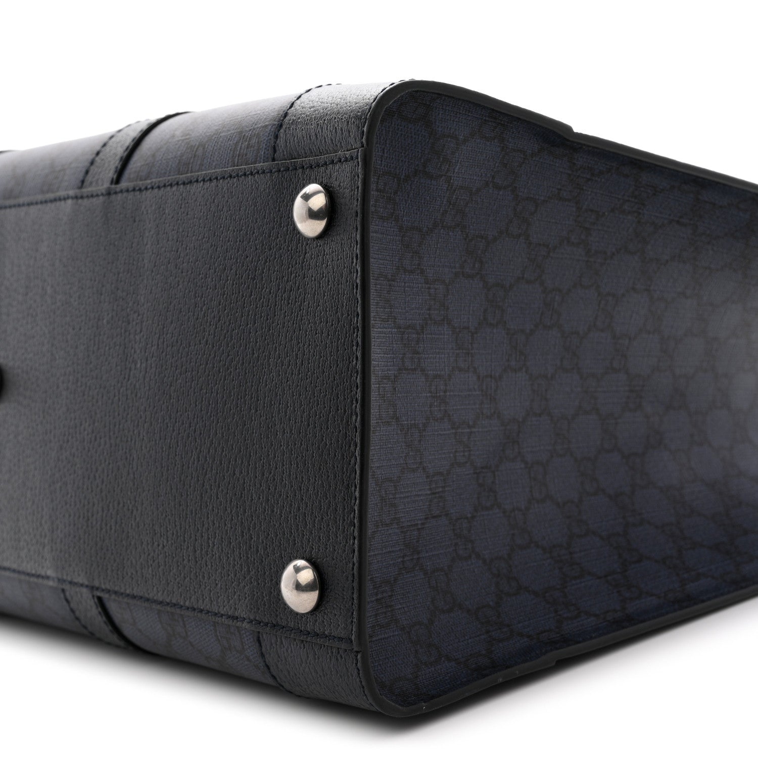 Gucci GG Supreme Monogram Textured Dollar Calfskin Large Ophidia Tote Bag Black Blue 10 of 12
