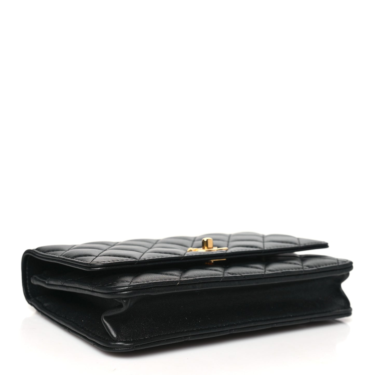 Lambskin Quilted Sweet Camellia Wallet On Chain WOC Black